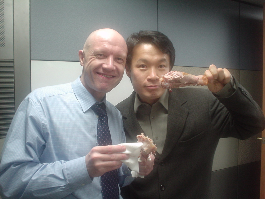 Simon and Adam finishing off the turrkey.